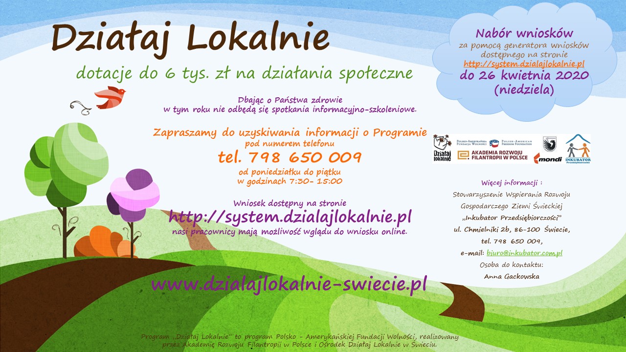 plakat Dziaaj Lokalnie BEZ SPOTKA