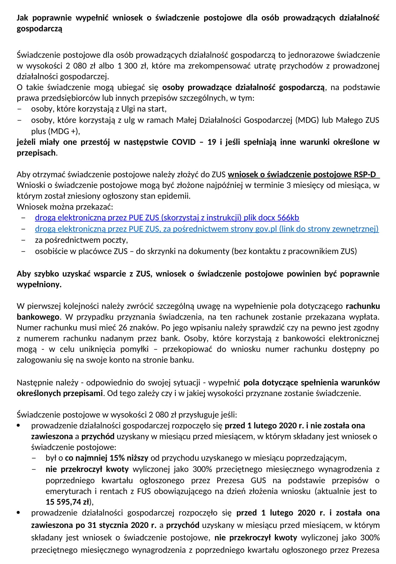 Jak poprawnie wypełnić wniosek o świadczenie postojowe dla działalności 1 1