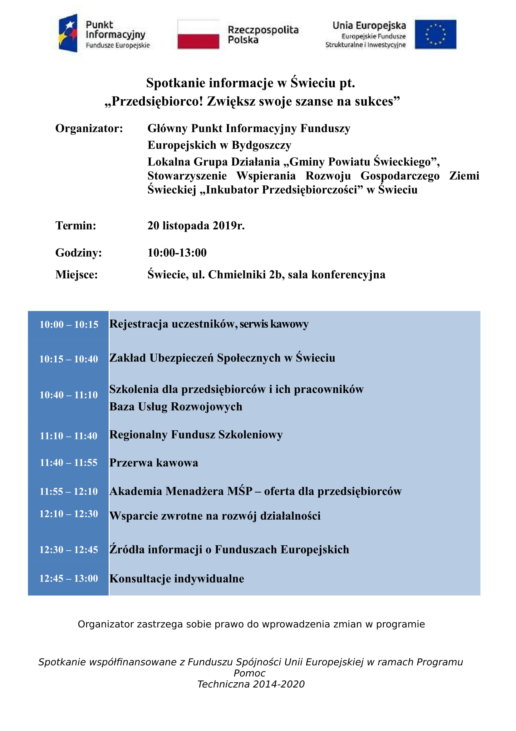 Program spotkania ŚTP 2019