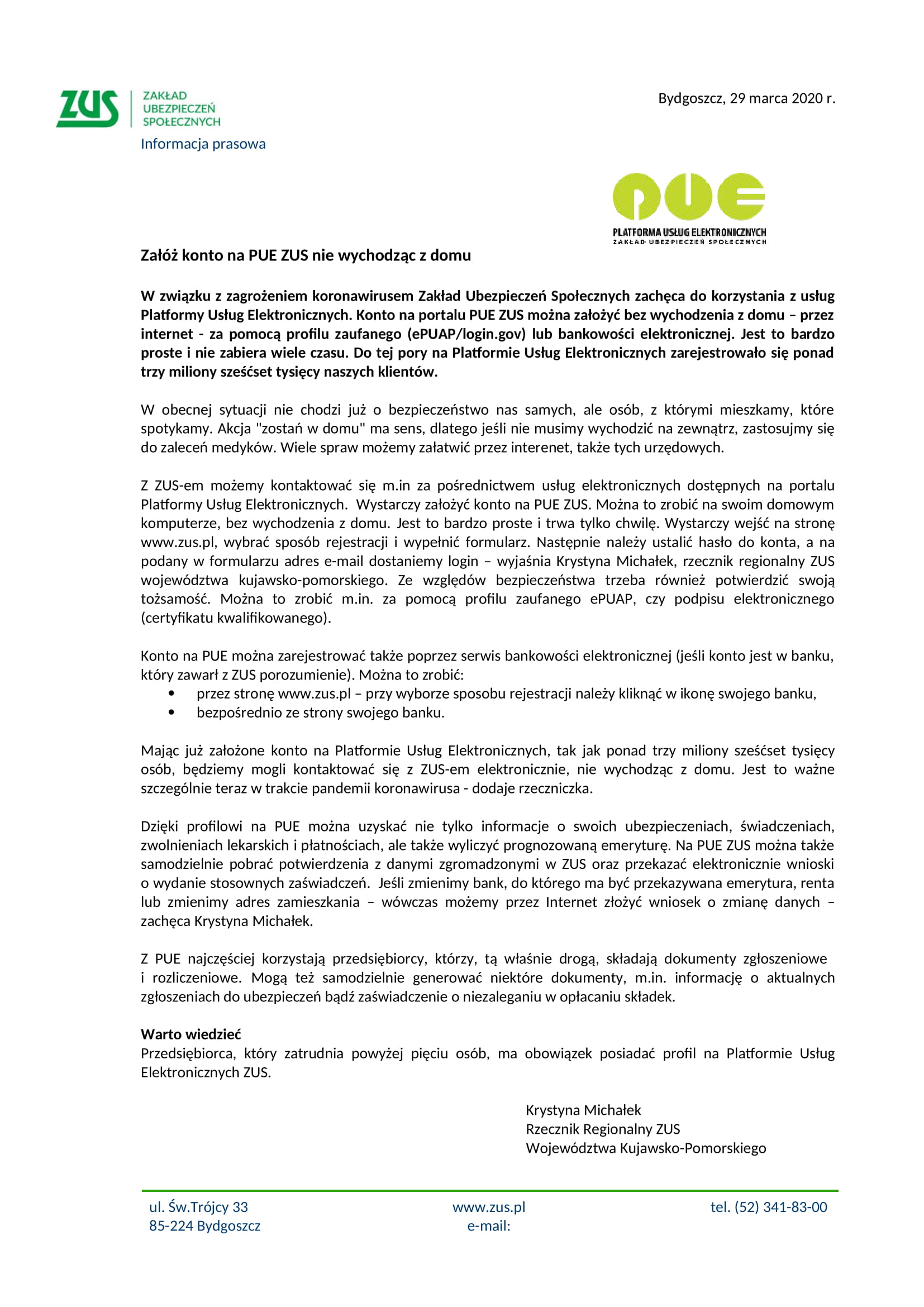 Załóż konto na PUE ZUS nie wychodząc z domu 1